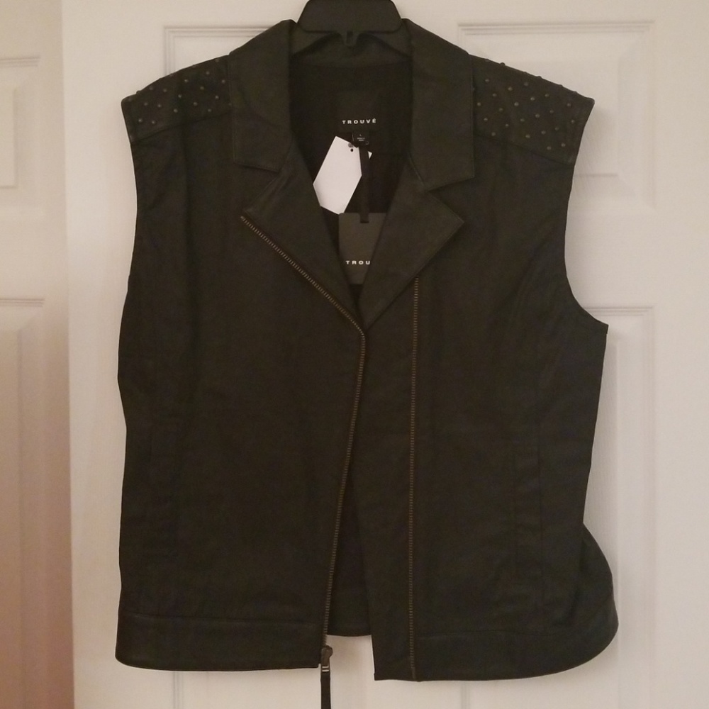 Trouve Studded Vegan Leather Vest